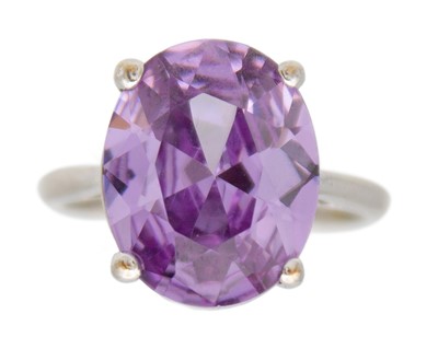 Lot 23 - Two M&S white metal gem rings.