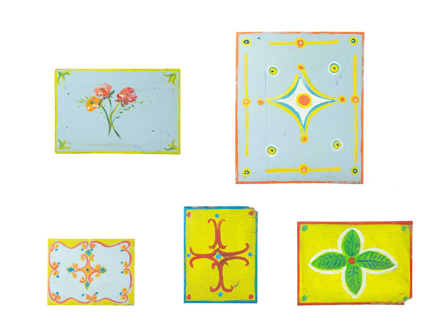 Lot 25 - Five handpainted fairground style panels.