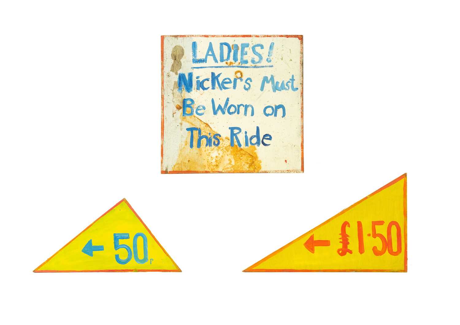 Lot 59 - Three handpainted fairground style signs.