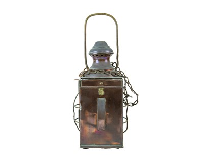 Lot 62 - A Victorian copper candle lantern.