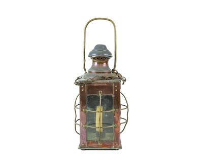 Lot 62 - A Victorian copper candle lantern.