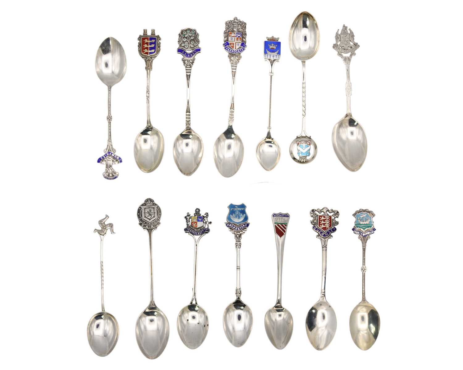 Lot 47 - A collection of 14 silver and enamel souvenir