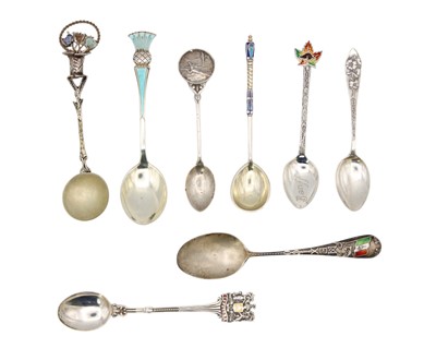 Lot 101 - A collection of eight silver teaspoons.