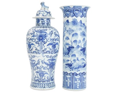 Lot 527 - Two Chinese blue and white vases.