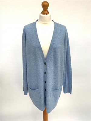 Lot 3067 - A pale blue cashmere granddad cardigan by Pure,...