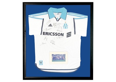 Lot 296 - A signed Marseille football shirt, including one signature by musician Ben Harper.