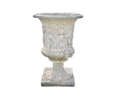 Lot 389 - A large reconstituted stone Medici style garden urn.