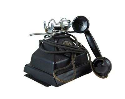 Lot 18 - An Admiralty pattern black bakelite and chrome telephone.