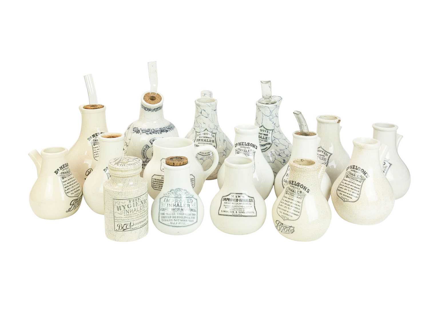 Lot 32 - A collection of Victorian ceramic inhalers.