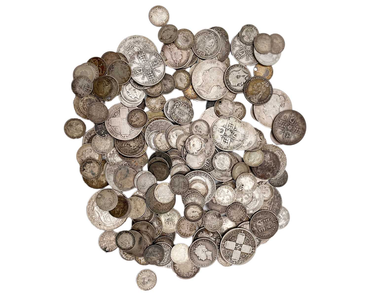 Lot 11 - GB silver coinage - a collection of various denomination silver coinage, George II-George V.