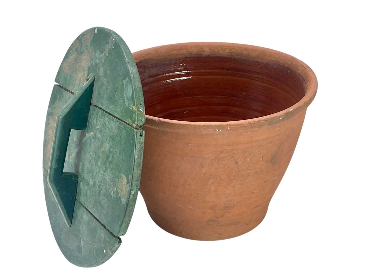 Lot 114 - A terracotta bread crock.