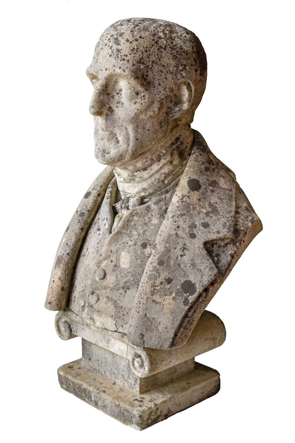 Lot 351 - A carved white marble bust of Arthur Wellesley, the 1st Duke of Wellington.