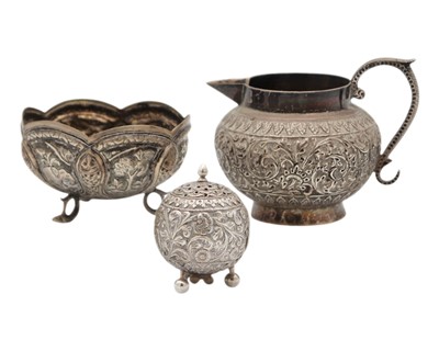 Lot 74 - Three 19th-century Indian silver items.