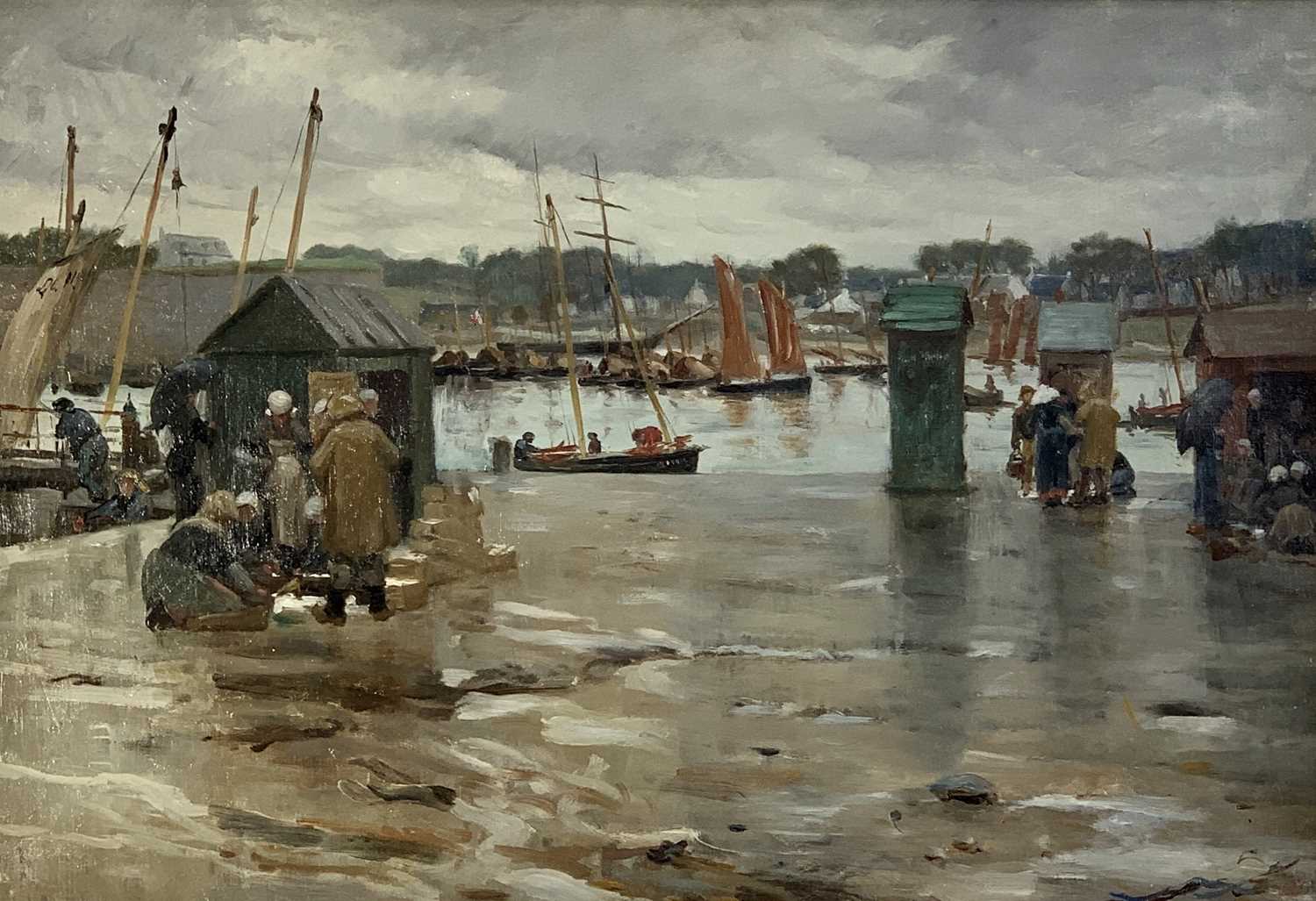 Lot 1214 - Alfred GUILLOU (1844-1926) Concarneau oil on...
