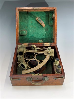 Lot 121 - A mahogany and brass sextant, 19th century, by...