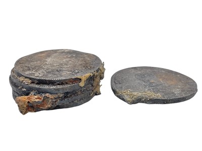 Lot 133 - SHIPWRECK COINS - A concretion of Dutch silver Ducaton coins.