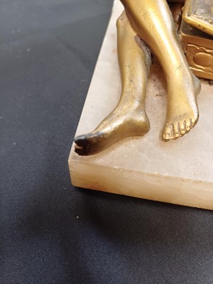 Lot 55 - An Art Deco gilt finish bronze mounted table lamp.