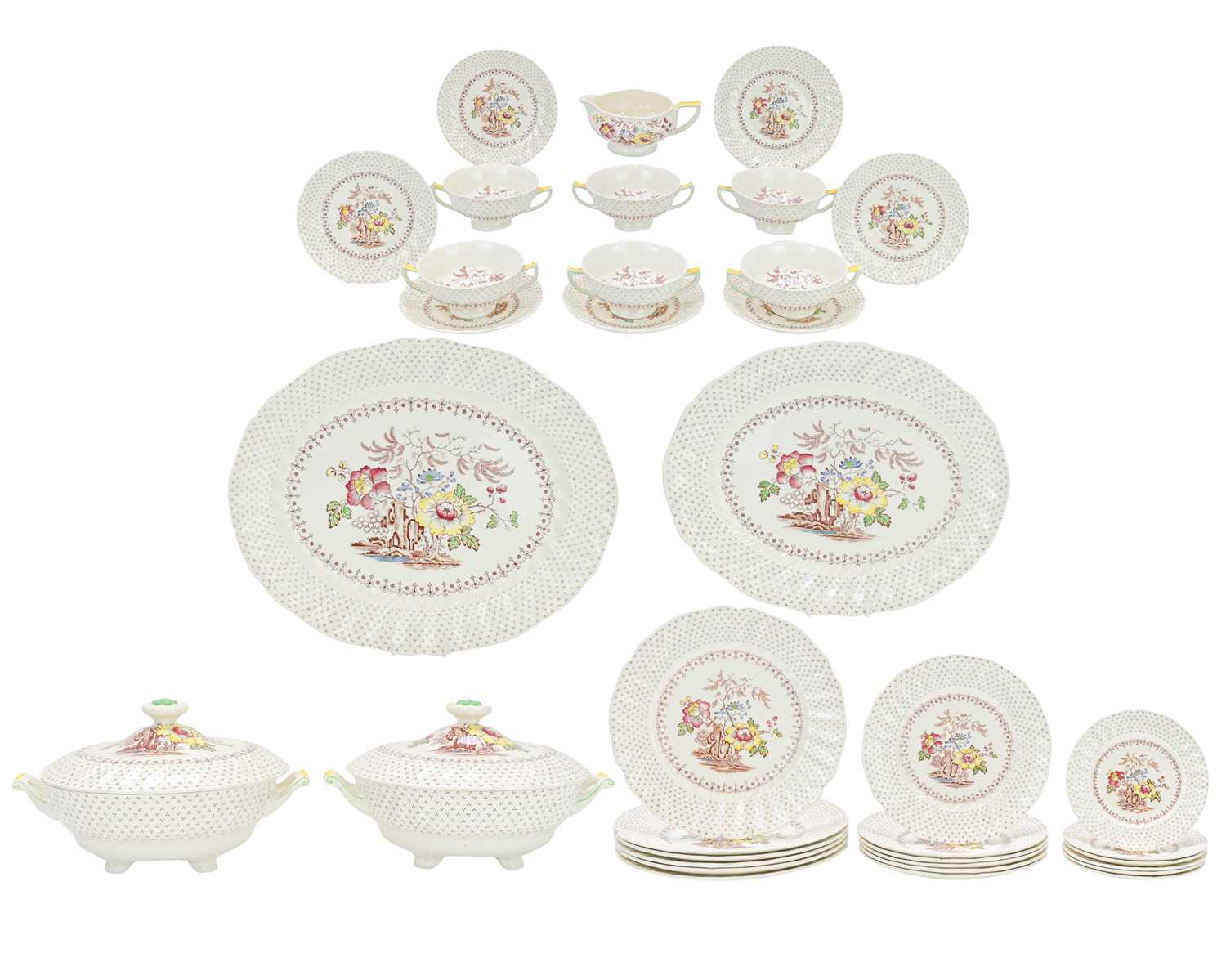 Lot 333 - A Royal Doulton 'Grantham' pattern part dinner service.