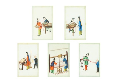 Lot 639 - Chinese School, 19th century, 'The silk making process'.