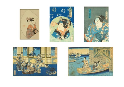 Lot 590 - Five Japanese woodblock prints.
