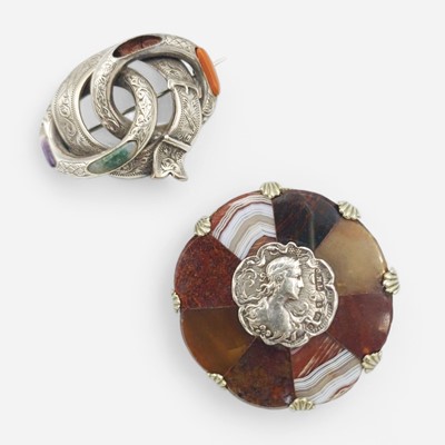 Lot 102 - Two Scottish agate brooches.