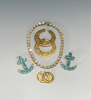 Lot 3088 - A pair of vintage 1980s aquamarine paste...