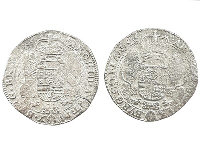 Lot 60 - SHIPWRECK COINS - Two Spanish Netherlands Phillip IV half ducaton silver coins.