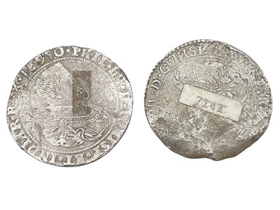 Lot 24 - SHIPWRECK COINS - Two Spanish Netherlands Philip IV ducaton silver coins.