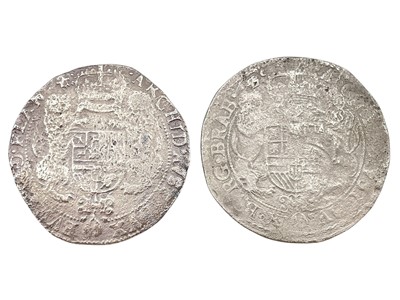 Lot 79 - SHIPWRECK COINS - Two Charles II Spanish Netherlands ducaton silver coins.