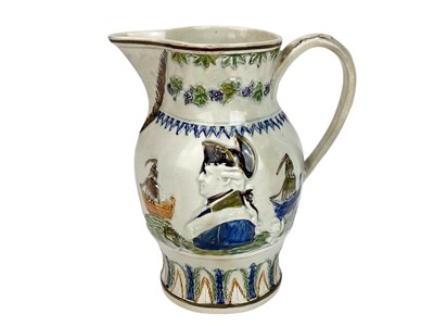 Lot 447 - A Pratt ware jug, circa 1800.