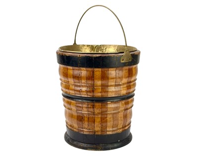 Lot 70 - A Dutch walnut and fruitwood peat bucket.