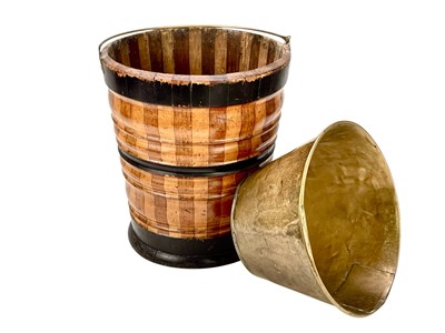 Lot 70 - A Dutch walnut and fruitwood peat bucket.