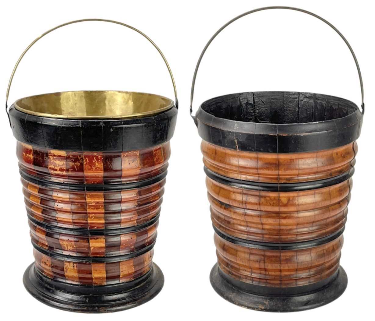 Lot 3 - Two 19th century Dutch fruitwood peat buckets.