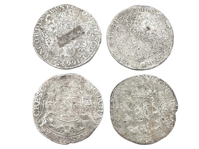 Lot 94 - SHIPWRECK COINS - A collection of four Spanish Netherlands 'horse and rider' silver ducaton coins.