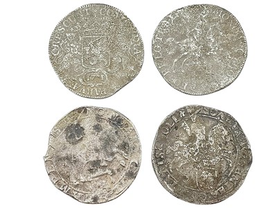 Lot 187 - SHIPWRECK COINS - A collection of four Spanish Netherlands 'horse and rider' silver ducaton coins.