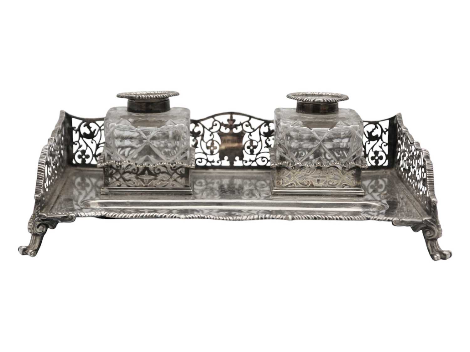 Lot 81 - A Victorian silver desk stand by William Hutton & Sons Ltd.