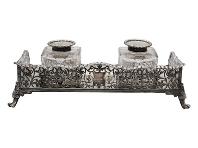 Lot 81 - A Victorian silver desk stand by William Hutton & Sons Ltd.