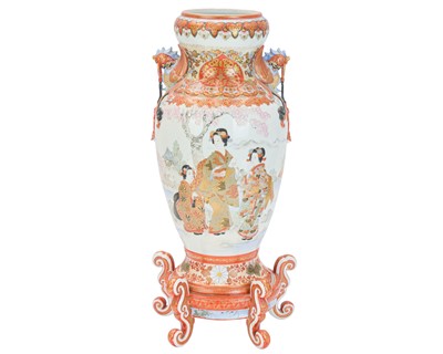 Lot 567 - A Japanese Kutani vase and stand.