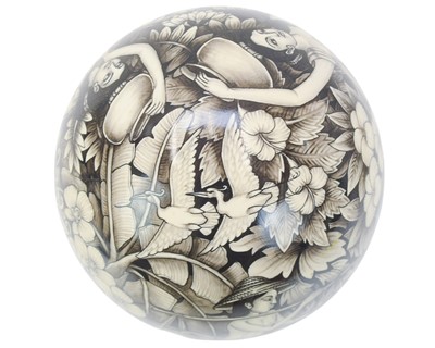 Lot 25 - A decorative Balinese painted ostrich egg.