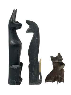 Lot 67 - A carved wood Egyptian-style cat.