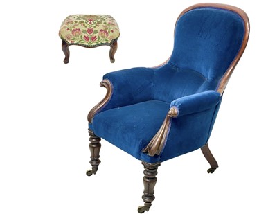 Lot 880 - An early Victorian mahogany salon chair.