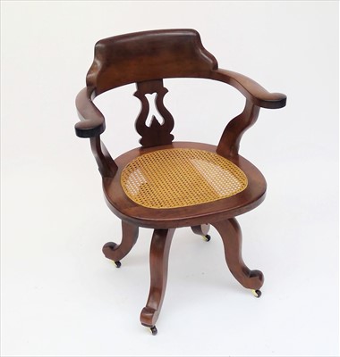 Lot 3451 - A Victorian mahogany captains office chair,...