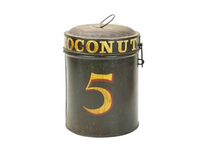 Lot 12 - A painted toleware tobaccanist's canister.
