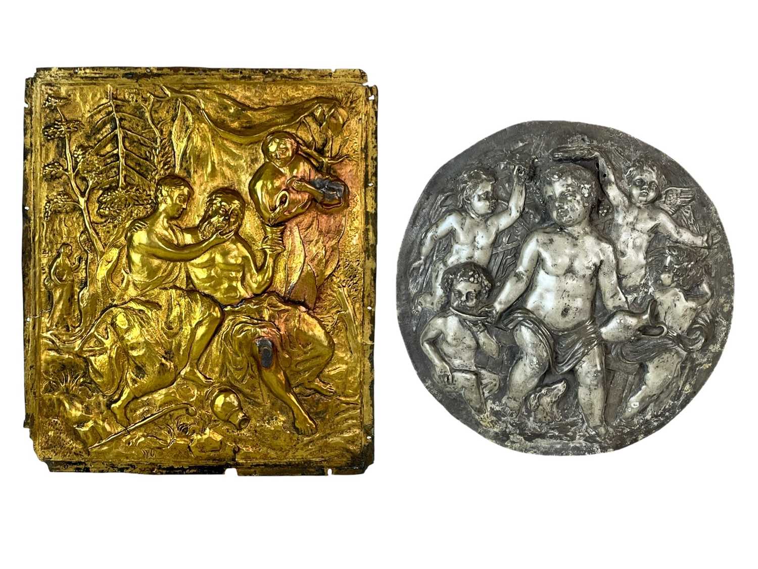 Lot 138 - Two Italian repousse wall plaques.