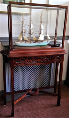 Lot 262 - A model three masted tall ship model, half...