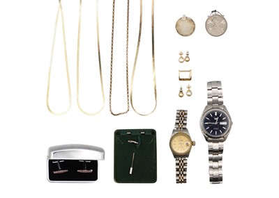Lot 44 - A selection of costume jewellery, together with a Seiko Automatic gentleman's wristwatch.