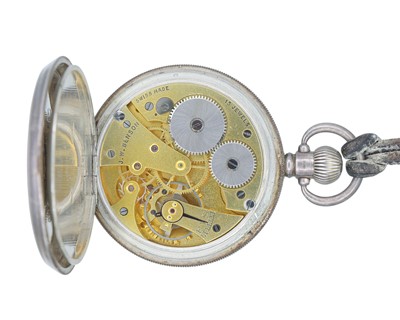 Lot 255 - J.W. BENSON - A silver-cased keyless wind lever pocket watch.