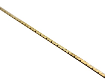 Lot 27 - A 9k gold cobra-link bracelet.