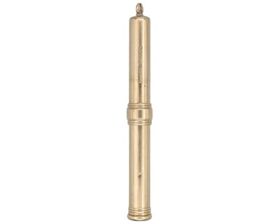 Lot 1144 - A 9k propelling pencil fob by Goldsmiths & Silversmiths Co Ltd, within original box.