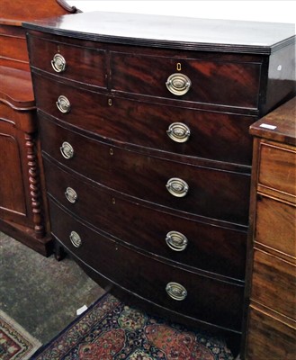 Lot 3458 - A mahogany bow front chest of drawers, 19th...